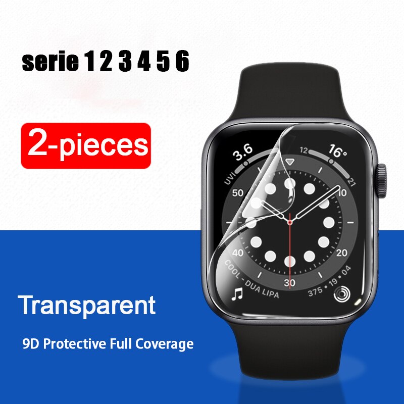 Protecteurs d'écran de montre pour Apple Watch 6 5 4 3 Se pour Iwatch Series 42mm 38mm 40mm 44mm 9D accessoires de montres de protection complète: Transparent- 2pcs / for iWatch 42mm