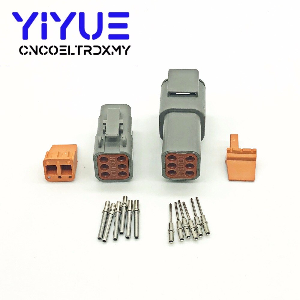 Conector impermeable para automóvil, conector sellado automotriz con clavijas sólidas 16-22awg, 1 juego Deutsch DTM 2-12P macho hembra