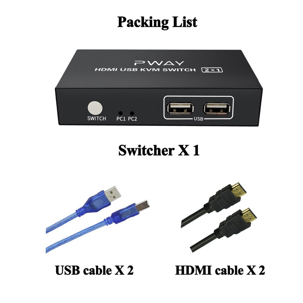PWAY KVM interruttore HDMI USB centro interruttore 4K HDMI interruttore scatola 2 in 1 interruttore per Il computer Portatile HDTV SH0201B