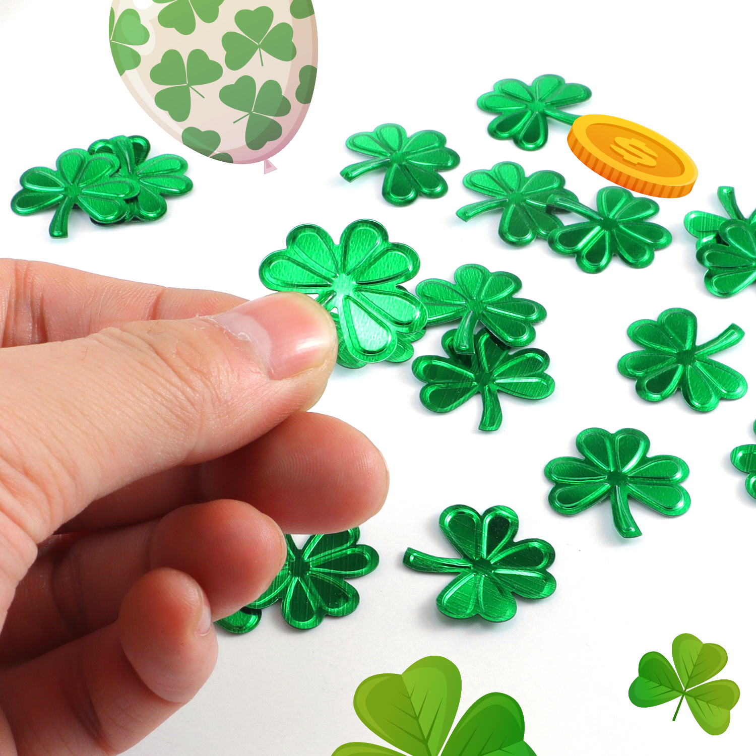 15g/30g St Patricks Day Table Decoration Sequins PVC Green Shamrock Confetti for Irish Festival Party Home Decoration