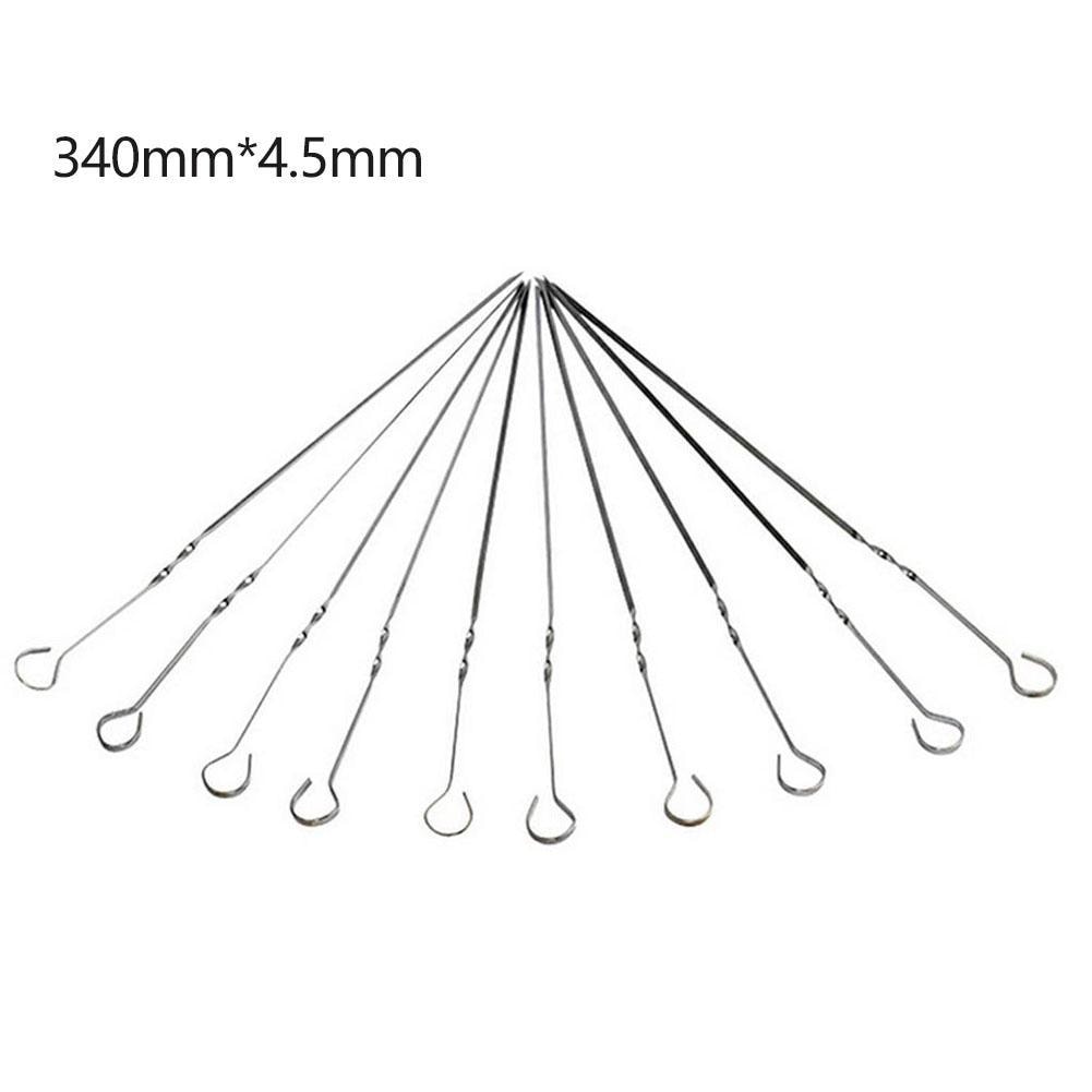 10PCS Flat pin Roasting needle Food Camping Picnic vegetable Needle BBQ Barbecue Steel Grilling Kebab Flat Skewers