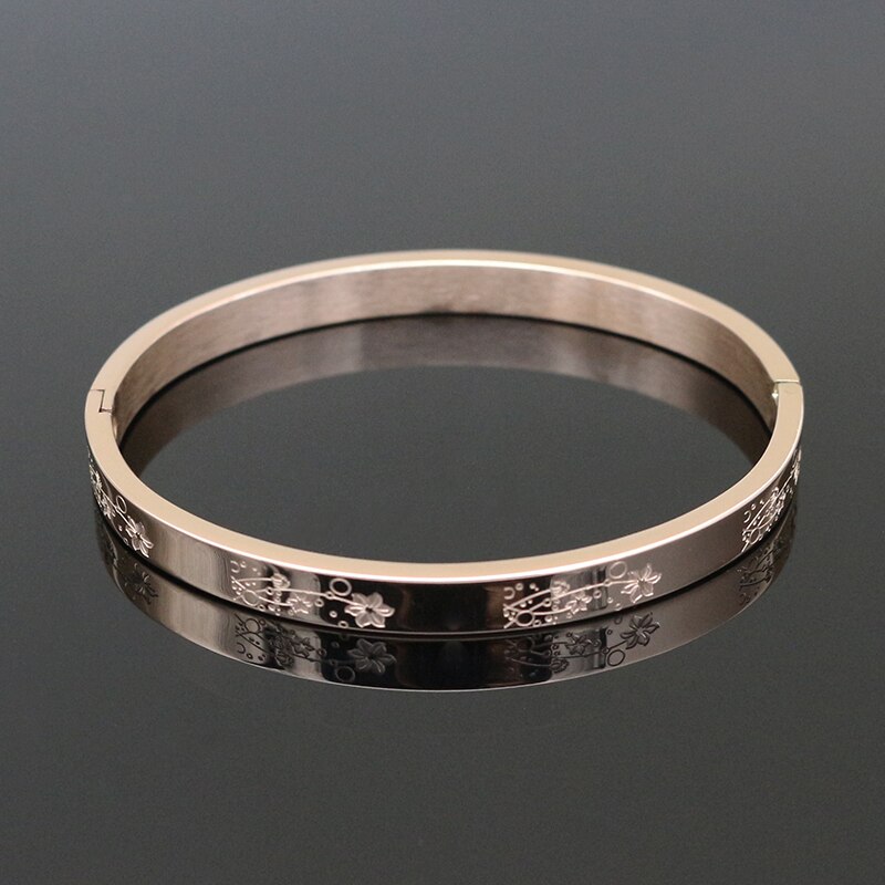 Pulsera de acero inoxidable con de flor de loto para mujer, brazalete con de flor de loto, joya bonita para ,