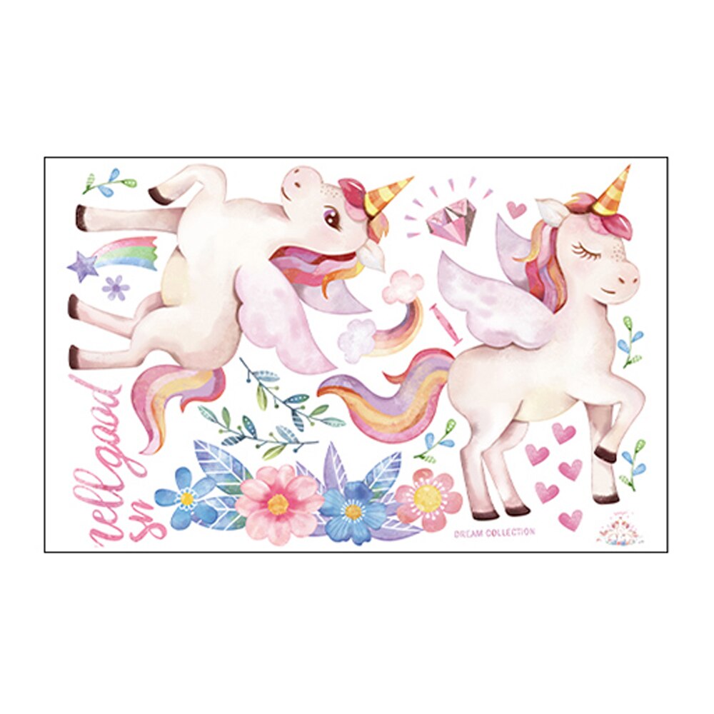 Eenhoorn Muurstickers Eenhoorn Muursticker Decor Met Hart Bloem Verjaardag Cadeaus Voor Jongens Meisjes Kids Slaapkamer Kinderkamer Decor: Default Title