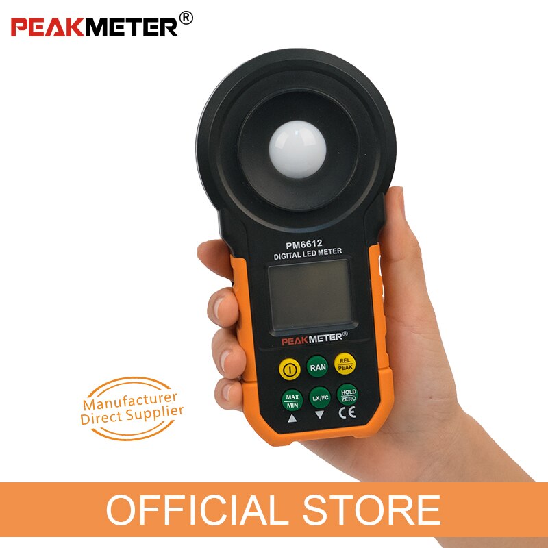 Official PEAKMETER PM6612 Digital Analog Bar Light Lux Meter 200000 lux Handheld Light Meter for Light Measuring