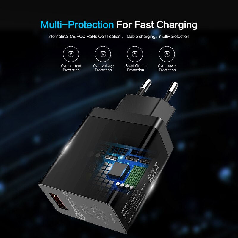 Floveme 18W Quick Charge 3.0 Usb Lader & Qc 2.0 Muur Telefoon Oplader Voor Iphone Samsung S8 S9 Xiao mi Mi 8 Snelle Oplader Voor Telefoon