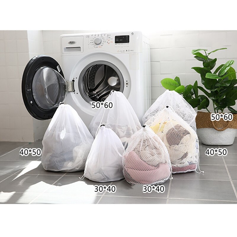 Praktiske store vaskenetposer, holdbar finvasketaske med låsbar snor til stort tøj