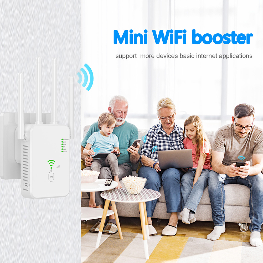 Wzmacniacz sygnału WiFi 1200 Mb/s Dual Band 24G 5G 802.11ac Gigabitowy Repeater Routera WPS