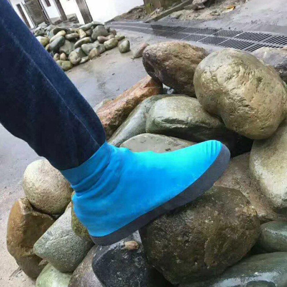 1 Pair Rubber Boots Shoe Cover Rubber Thicken Rain Reusable Elasticity Overshoes Anti-slip Waterproof Bike Boot Protector Covers
