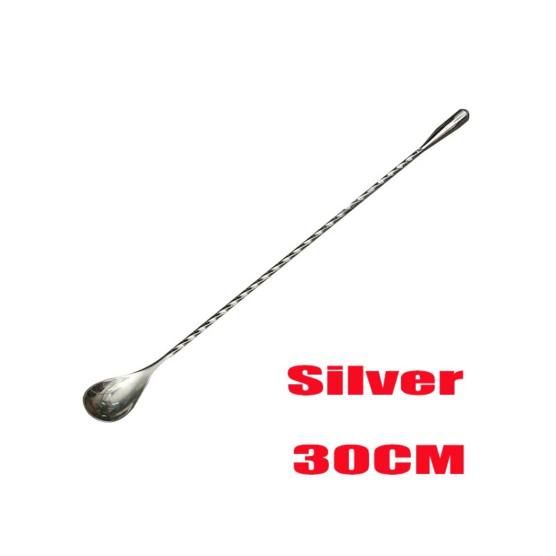 30 cm 40 cm 50 cm Rose gold Rvs Bar Lepels Hoffman Bar Lepels Cocktail Drink Mixer Bar Roeren menglepel Stirrer: silver 30cm