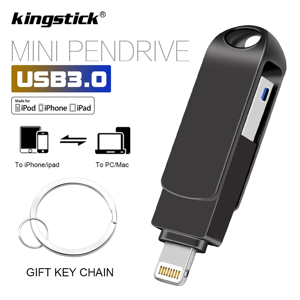 USB Flash Drive 128GB 256GB Memory Stick External Storage for iPhone 2in1 Photo Stick USB3.0 Thumb Drive Compatible iPhone iPad