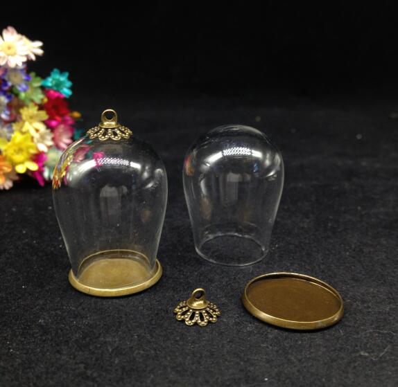 Cloche ovale arc de shap 5 pièces | Bouteille de souhait, bocaux de base classique, bouchon de verre, collier pendentif, globe de verre, dôme de bulle: bronze lace cap