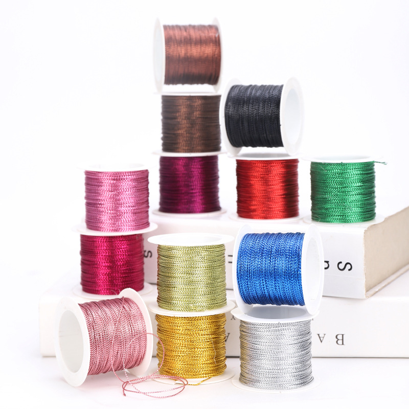 20meters 1mm Wide Tinsel String Craft Making Cord Non Stretch Jewelry Making Wrap Ribbon Metallic Cord Packaging Rope
