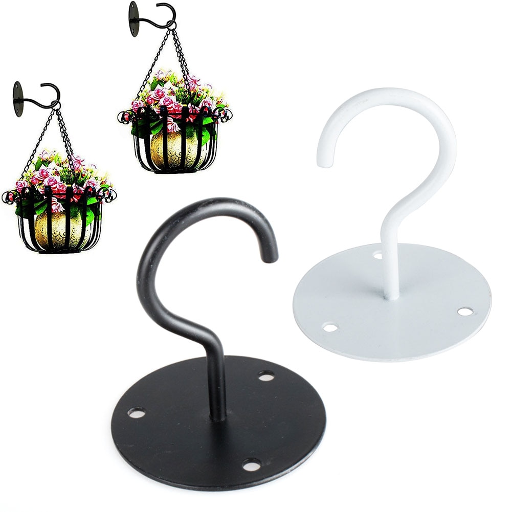 2 stuks zware plafondhaken voor binnen en buiten, voor het ophangen van planten, aan de muur te bevestigen, ijzeren lantaarnhanger voor de woonkamer, roestvrij