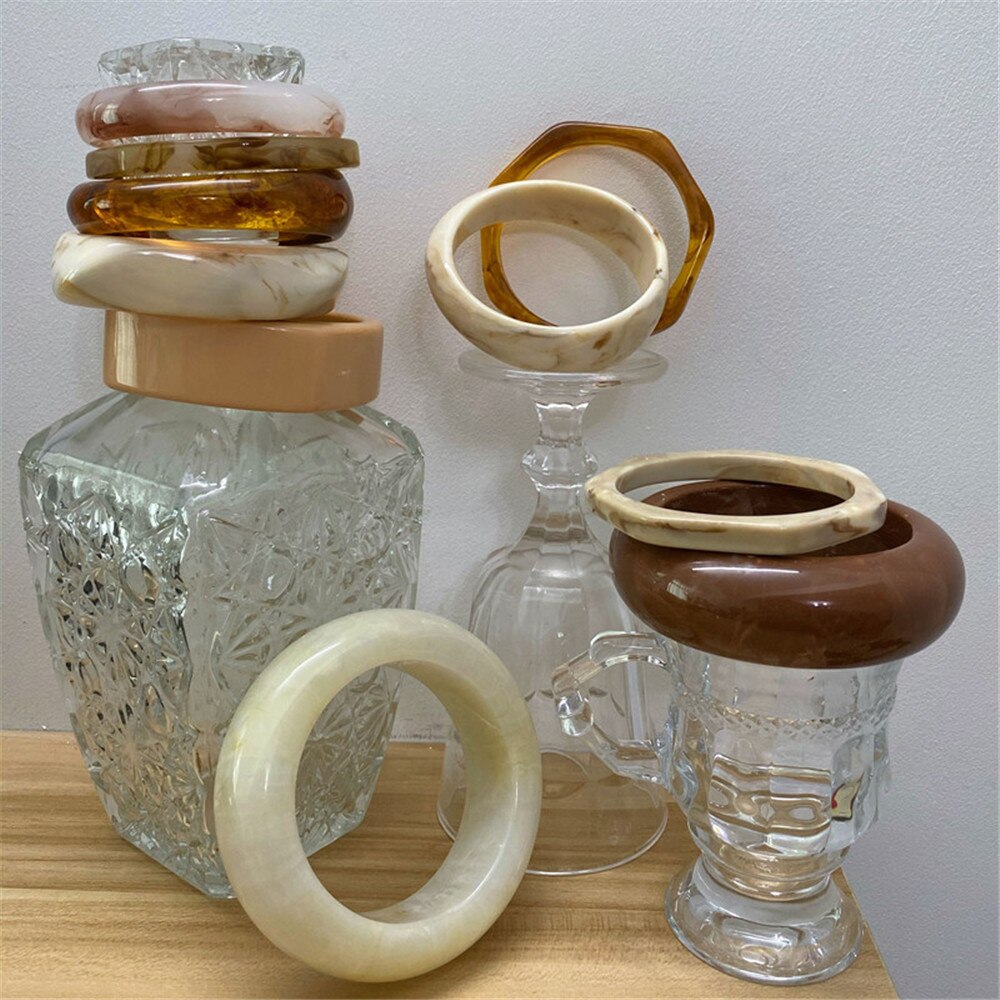 Brazalete redondo cuadrado Irregular para mujer, pulsera de estilo Simple, geométrico, acrílico, resina Multicolor Vintage, novedad de