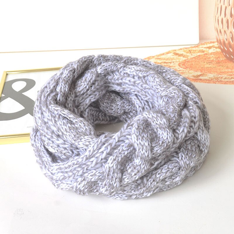 Snood Scarf Thick Knitted Winter Warm Women Ring Scarf Unisex Color Matching Soft Neck Loop Scarfs Circle Top: color7