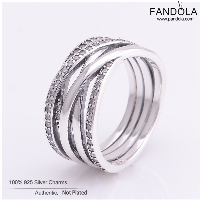 Authentic 925 Sterling Silver Rings for Women Entwined Clear CZ Ring Engagement Wedding Europe Fine Jewelry Accessories