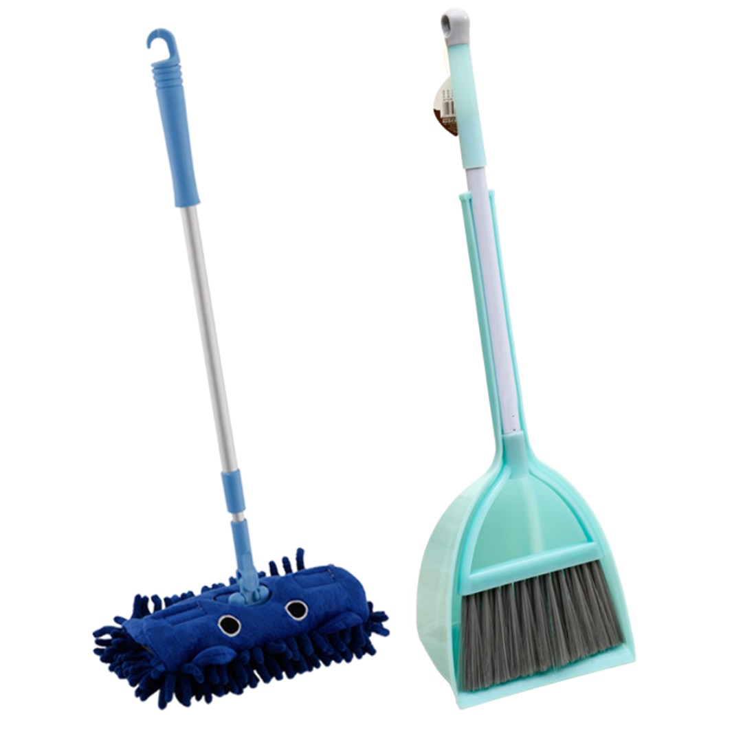 Bébé jouer ménage jouets Kits enfants ménage nettoyage outils Kit avec vadrouille balai pelle à poussière-vert menthe + bleu