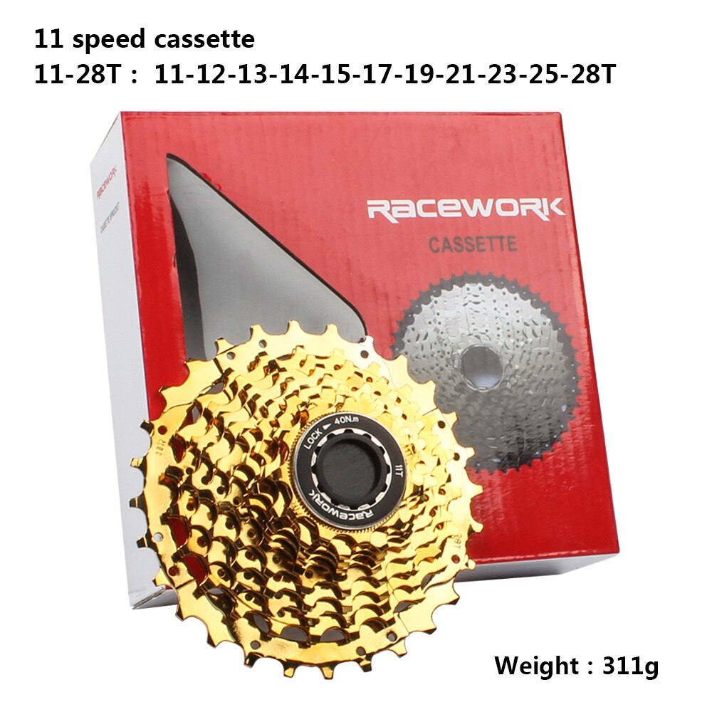 Road Bike Cassettes 11 Speed 11-28T Gold Cassette BMX Cycling Bicycle FreeWheel Aluminum and Steel Flywheel 11-32T: Gold11-28T