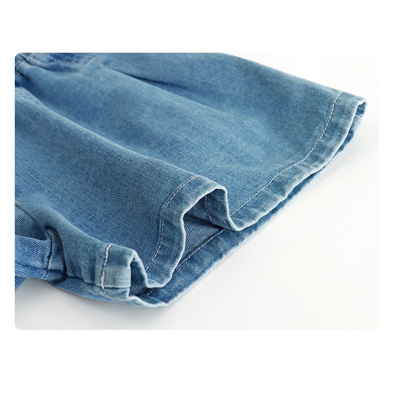 Pantaloni per adolescenti pantaloncini pieghettati lavati elastici per bambini estivi per ragazze pantaloncini per ragazze di moda bambini blu pantaloni corti Jeant vestiti