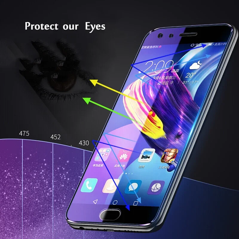 Anti Blue Tempered Glass For Huawei Nova 9 8 7 6 5 5T 5i 4e 4 3 3i 3E 2 Lite Plus Glass Screen Protector For Huawei Nova 2 2i 2s