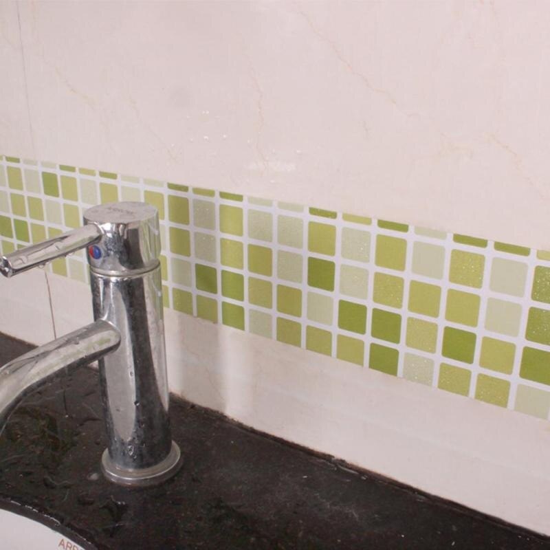 Waterproof Self Adhesive Oil-proof Kitchen Waist Line Wall Stickers Bathroom Wallpaper PVC Wallpaper Border Mosaic Tile Stickers