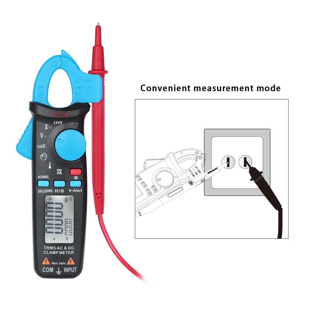 LCD Digital Clamp Meter Multimeter Voltage Current Temperature Frequency Measurement Tester