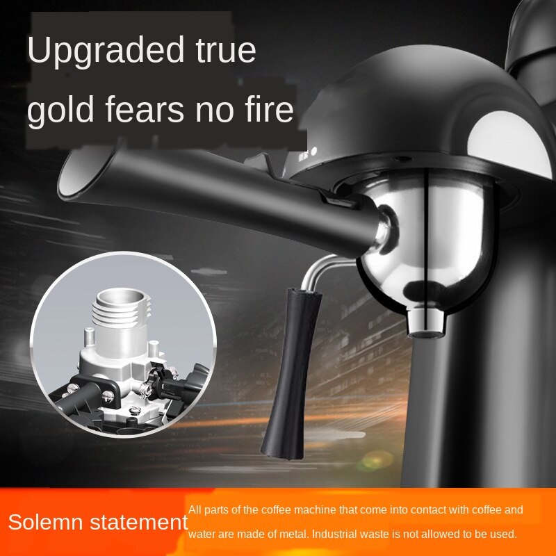 Italian Coffee Machine Household Small Mini Commercial Coffee Pot Full Semi-automatic Steam Milk Foaming Machine 220V