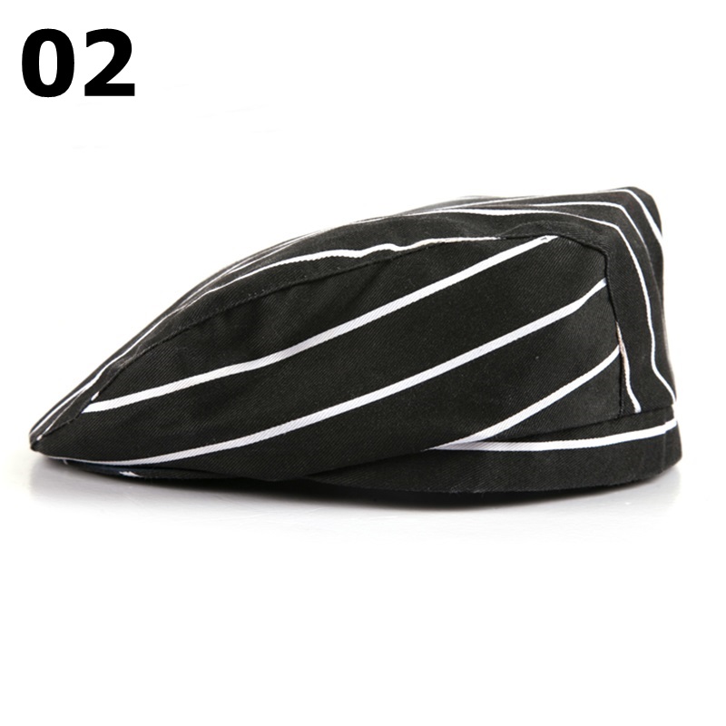 12 farver stribet kokkehat hoteluniform madlavningshatte catering restauranthat arbejdstøj hat afslappet bløde kasketter 56-58cm: 02