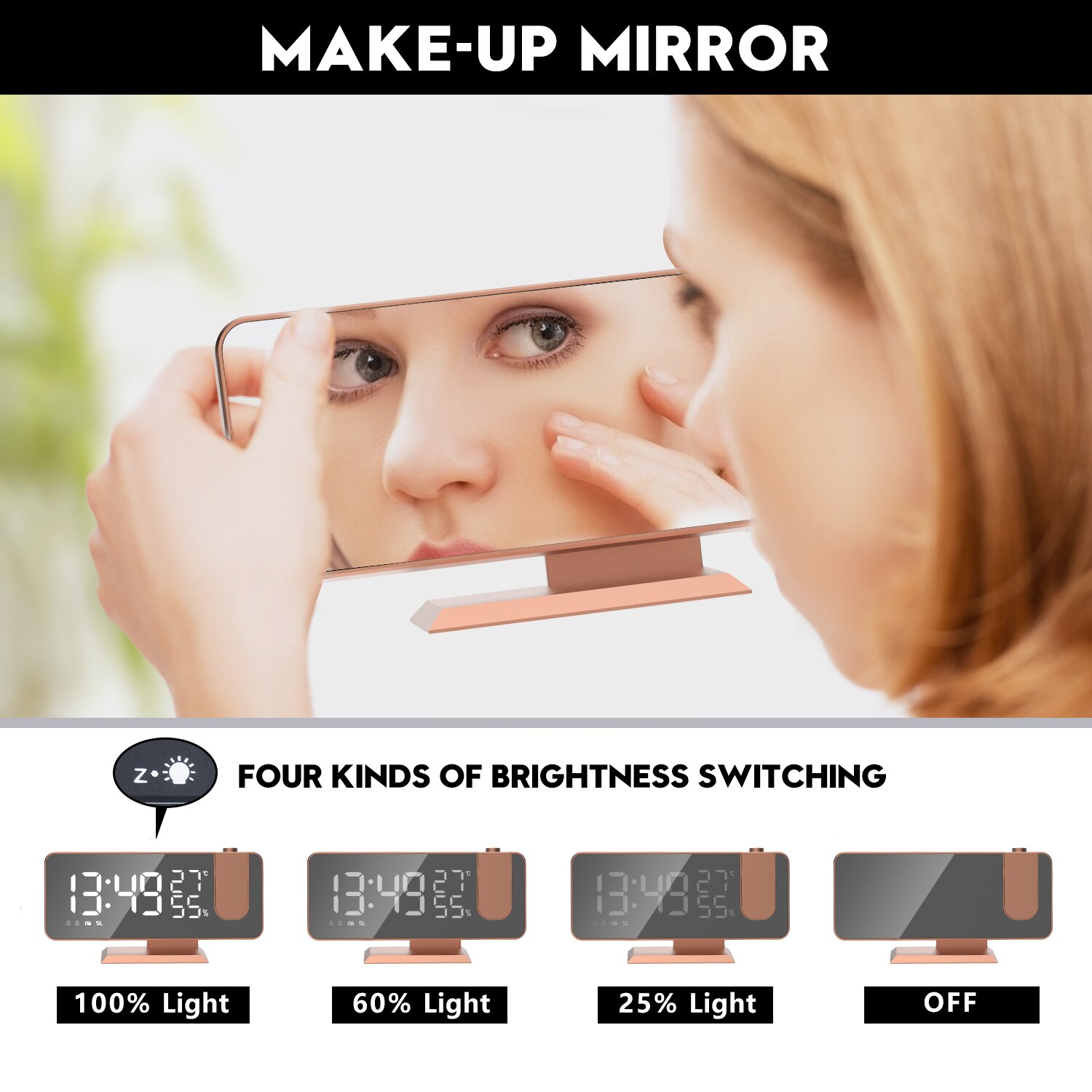 Radio-réveil Fm avec minuterie de sommeil, double Port Usb, affichage numérique avec gradation, Volume réglable (blanc)