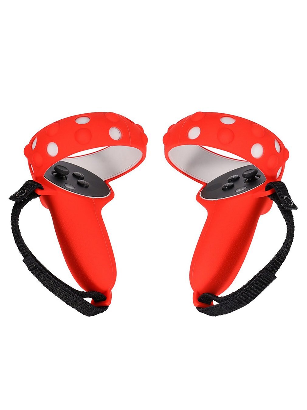 Touch-controller-griffhülle für oculus quest 2, silikon-schutzzubehör mit verstellbarem anti-wurf-handschutz: Rot