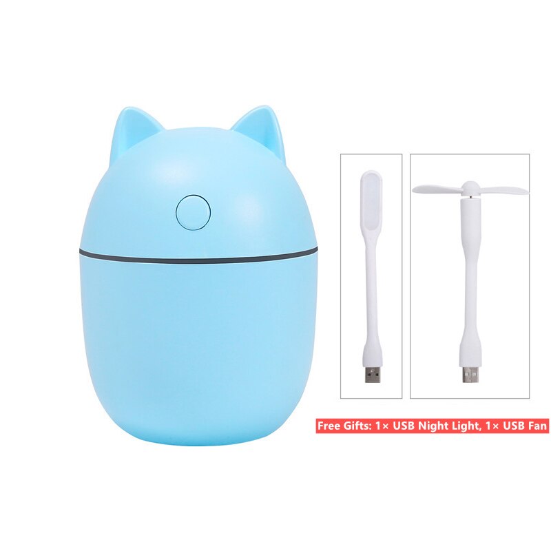 Humidificateur portable usb à 220ml niveaux , diffuseur ultrasonique à brume fraîche, humidificateur d'air, purificateur avec veilleuse et ventilateur: 03