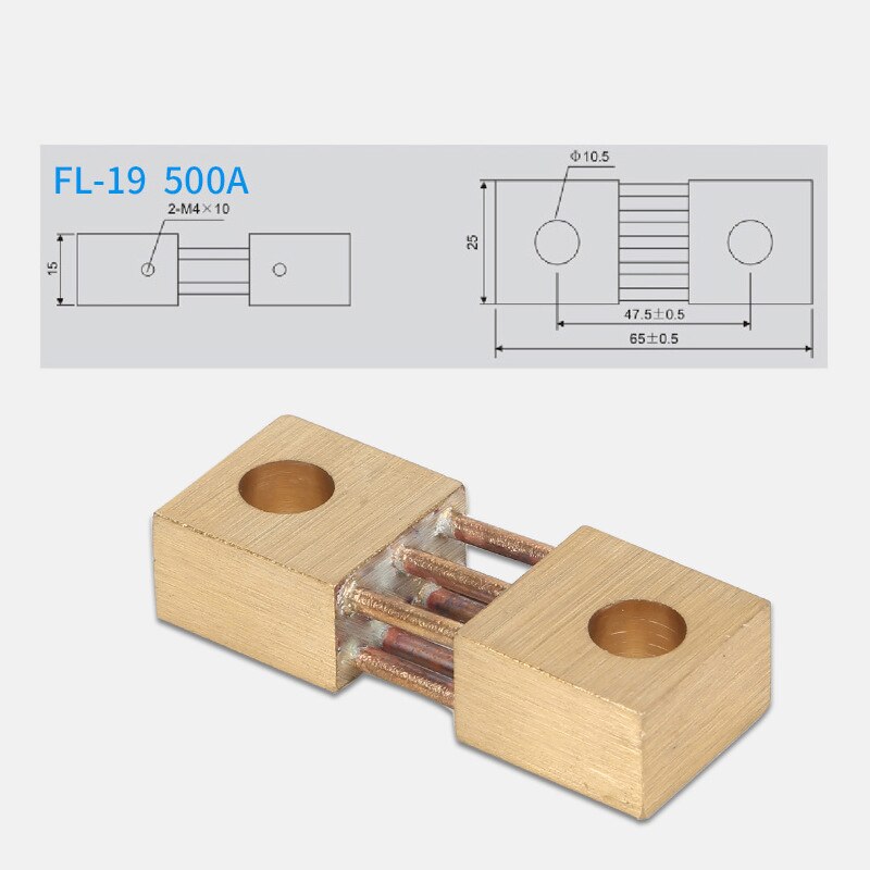 1pcs FL-19B Shunt 500A 75mV Welding Machine Brass Resistor DC Shunts For Current Analogue Panel Meter