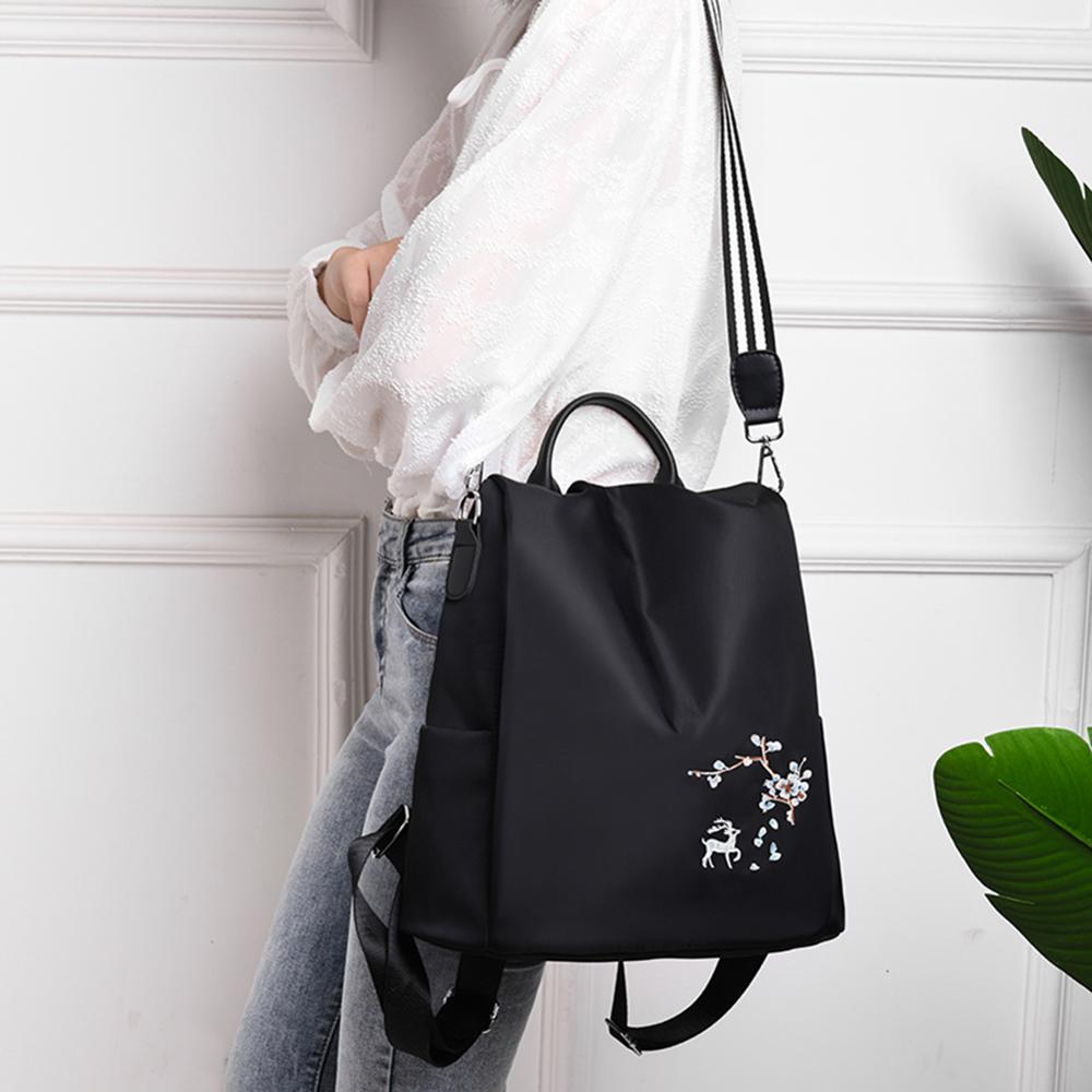 Oxford Frauen Neue Rucksack Stickerei Druck Schule Schulter Taschen Anti-diebstahl Reise Lässige Tornister Mochila Teenager Mädchen Tasche