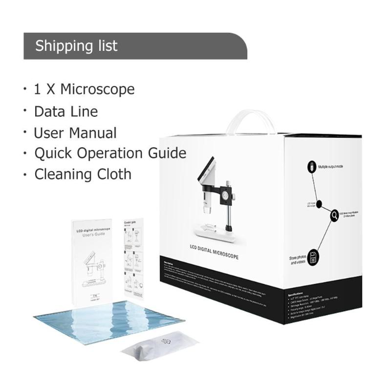1000 x 4.3 tommer digitalt mikroskop  hd 1080p elektronisk desktop lodning lcd lup forstørrelsesglas sæt understøtter 10 sprog