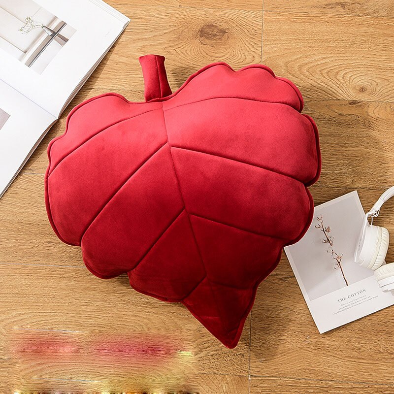 3D Hart Vorm Blad Cartoon Kussen Super Zacht Gevulde Pp Katoen Sofa Car Office Rugkussen Kussens Voor Thuis Kinderen room Decor: Wine Red