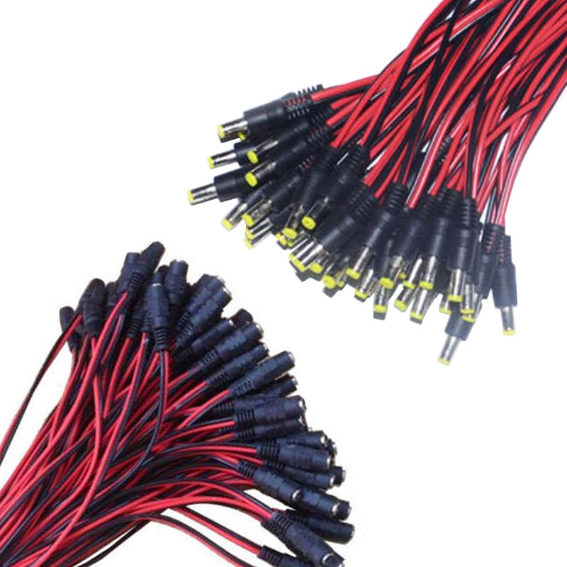 10Pcs 12V 26cm 5.5 * 2.1mm DC Jack Cable Male Female Power Socket Plug adapter plug power supply Wire Connector Cable CCTV