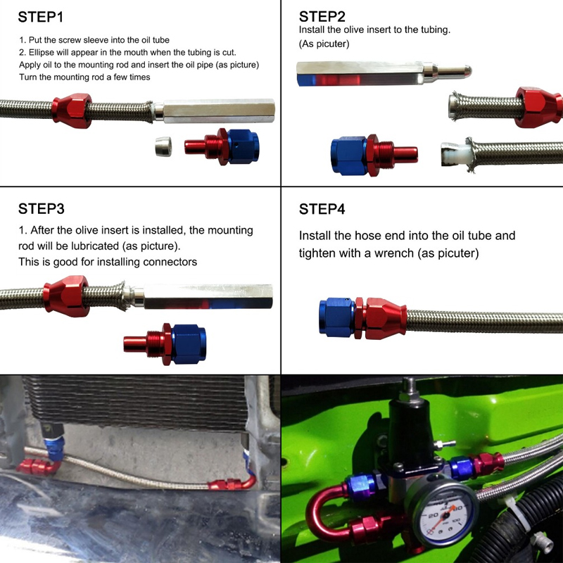 AN4 AN6 AN8 AN10 AN12 Braided Teflon Oil Line Fuel Hose Oil Gasoline Brake Line Hose Nylon Fuel line Teflon Hose 1 Meter