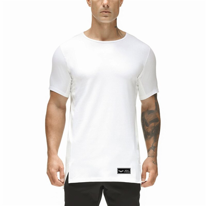 Sport herre t-skjorte fitness løpe-t-skjorter sportsklær gym treningsskjorter crossfit bodybuilding trening kortermet t-skjorte