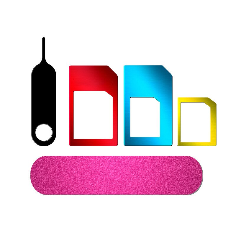 Nano Micro Sim Adapter 5-In-1 Metalen Card Case Mobiele Telefoon Card Sleeve Kleine Kaart Om Grote card Slot Restorer Standaard Sim-kaart