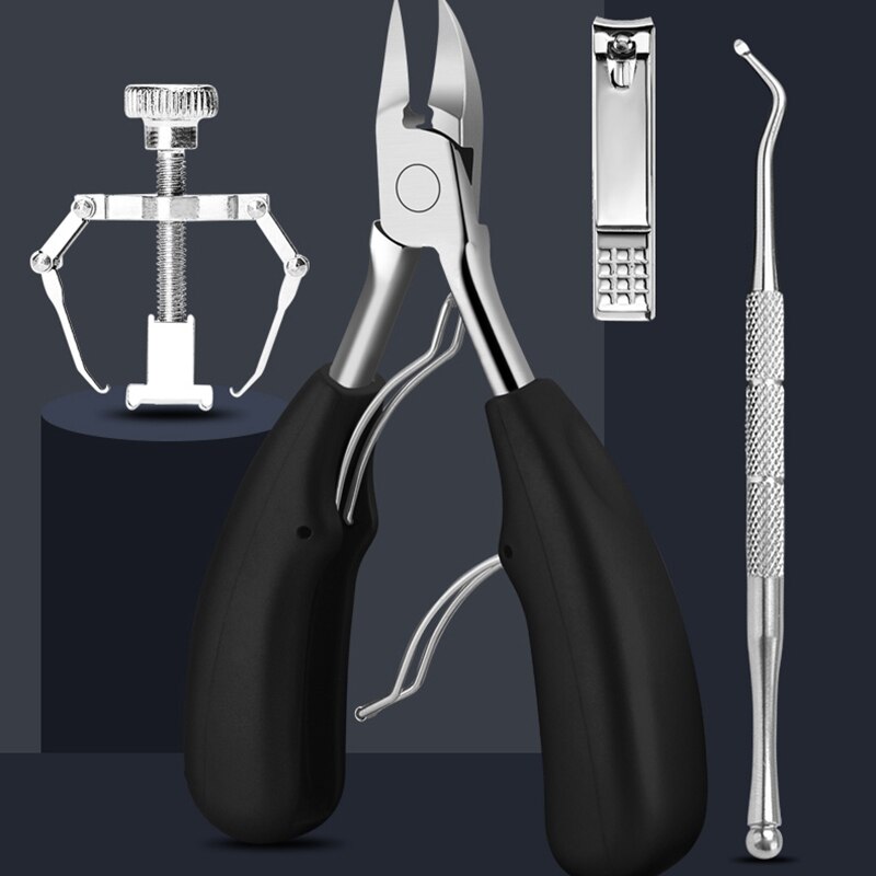 Stainless Steel Nail Nipper Set Cuticle Pusher Ingrown Toenail Remover Nail Care Cuticle Trimmer Nail Correction Tool