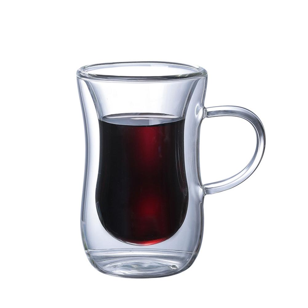 80ml Transparent Glass Cup With Handle Double-layer Glass Coffee Cup European-style Coffee Mug Latte Espresso Iced Tea Cup: B