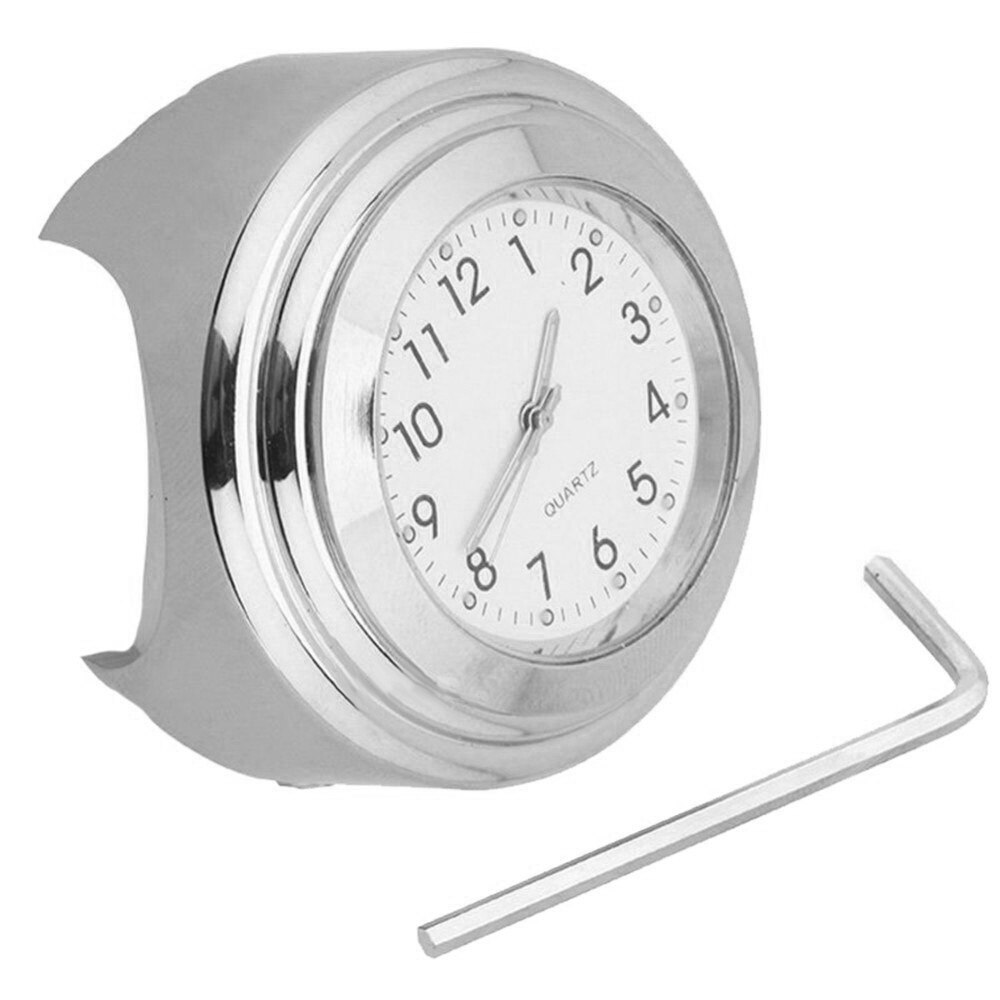 Universele 7/8 "Aluminium Waterdicht Chrome Lichtgevende Motorcycle Fietsstuur Mount Quartz Klok Horloge Voor Honda