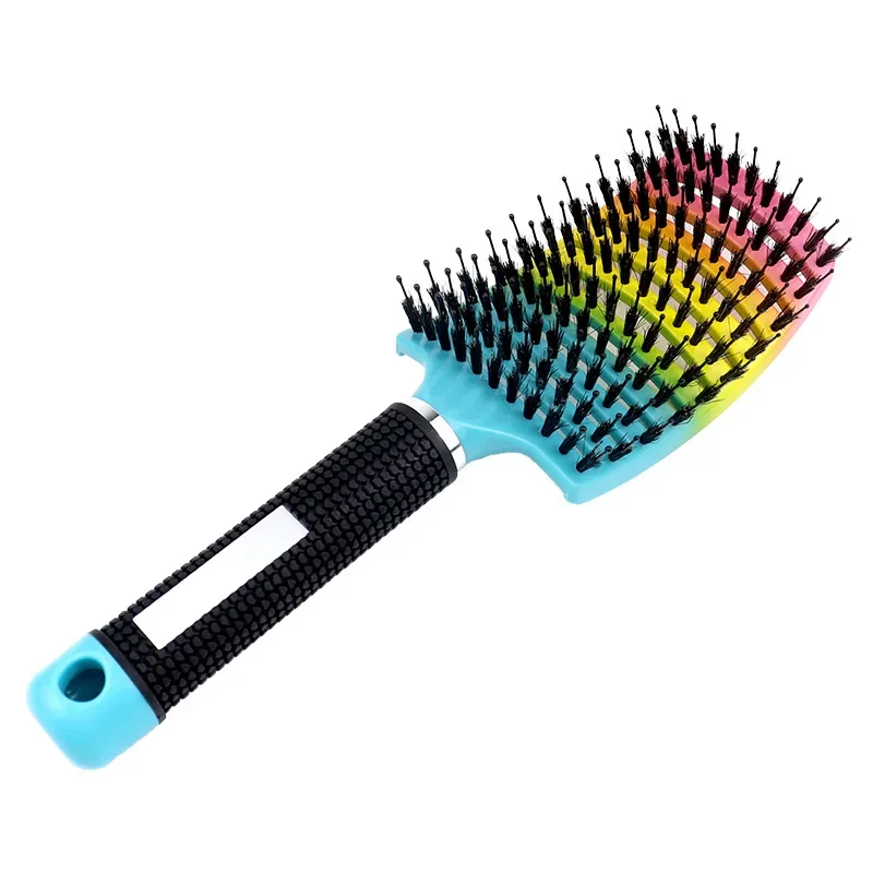 Cepillo para el cabello, cepillo para desenredar, cerdas y nailon, pelo rizado húmedo para mujer, peine para masaje del cuero cabelludo, herramientas de estilismo para salón de peluquería: Morado
