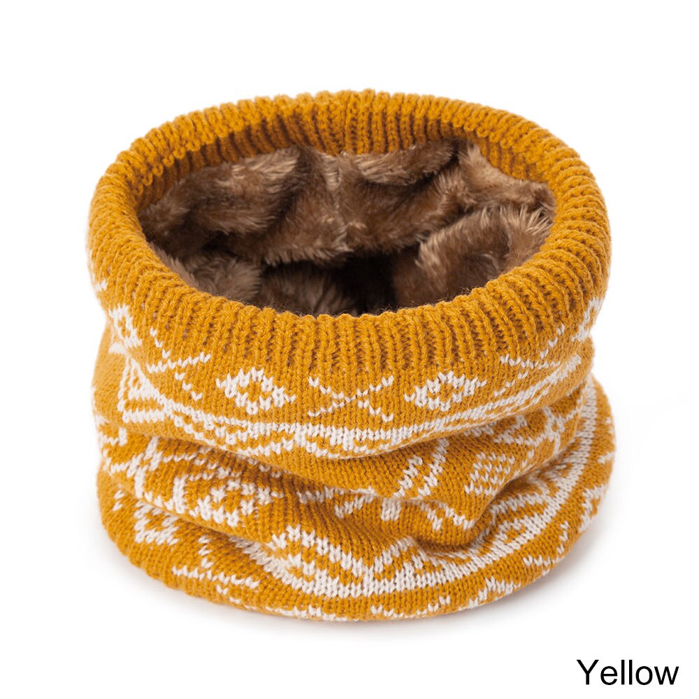 Winter warme sjaal voor vrouwen gebreide halsdoeken ringen pluche kinderen mannen kraag ring vrouwelijke foulard halsdoek: Geel