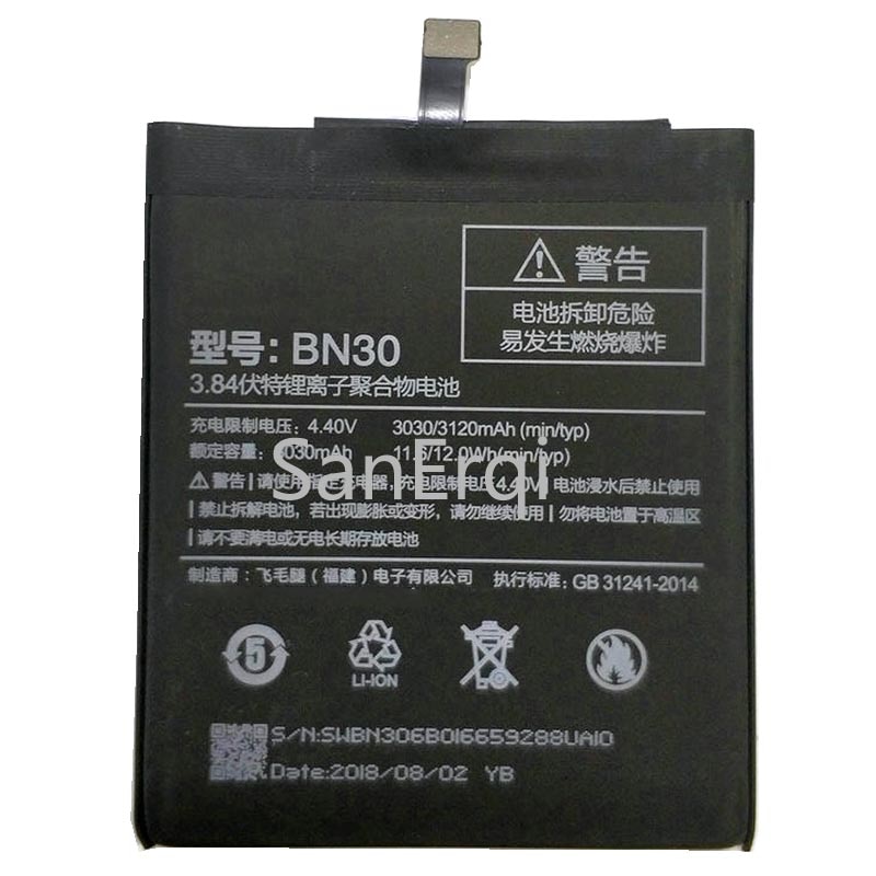 Top BN30 battery For Xiaomi Redmi 4A Mobile Phone Replacement Battery + Tracking Code