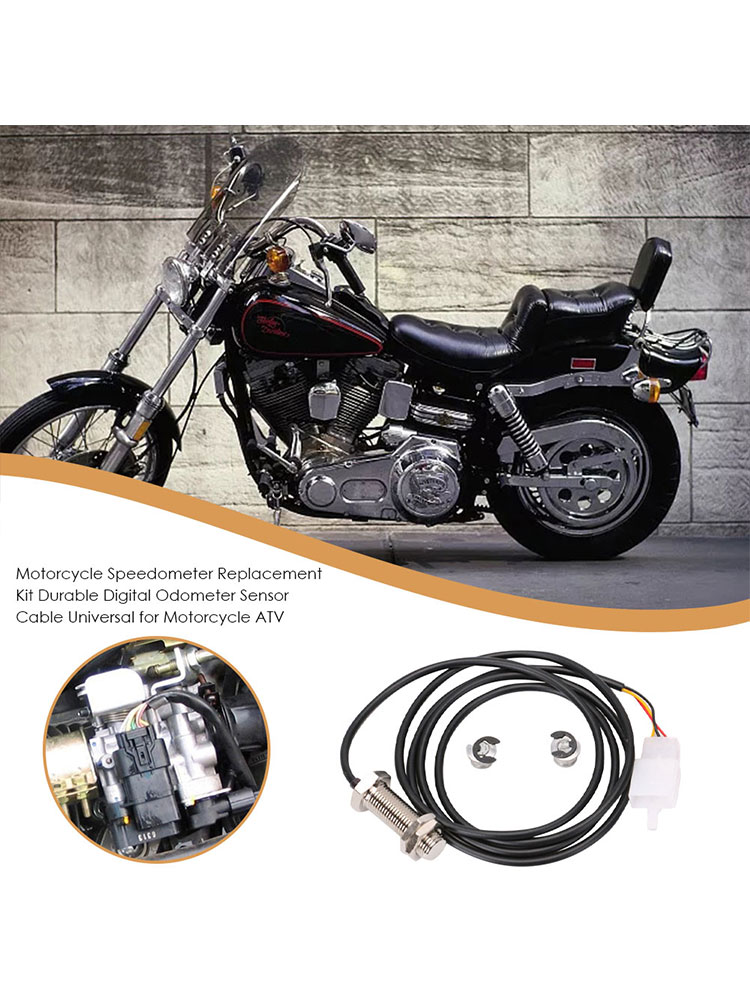 Motorcycle Speedometer Replacement Kit Durable Digital Magnetic Odometer Sensor Cable