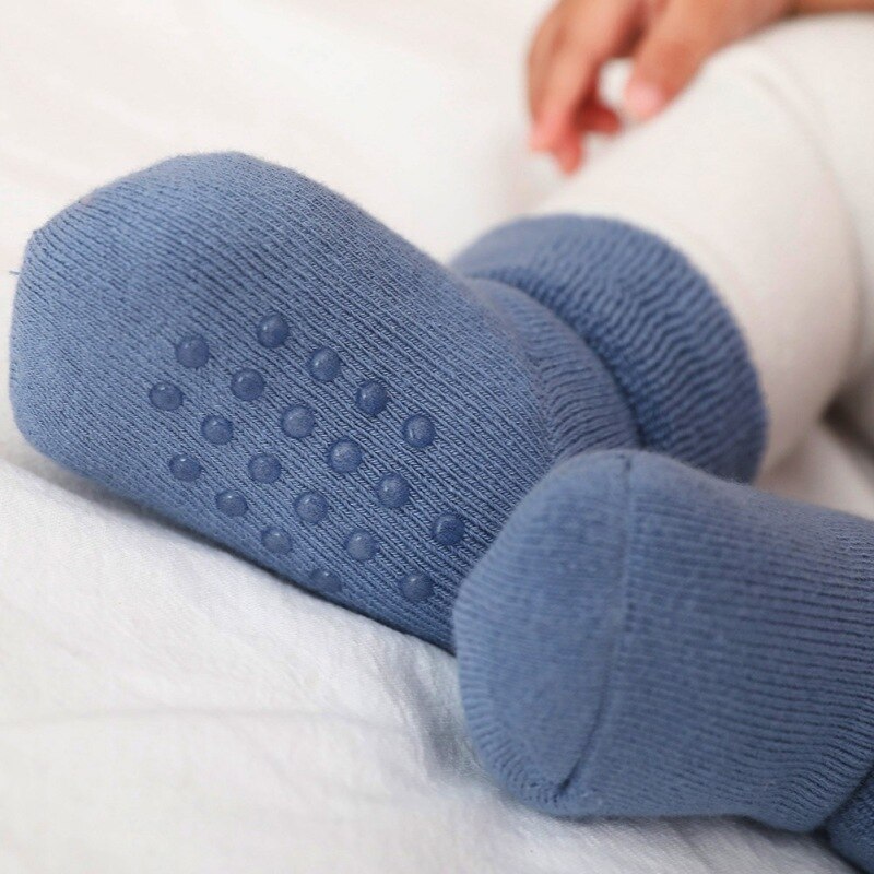 Vinter baby sokker med gummi prik drenge pige sokker spædbarn bomuld baby benvarmere børn gulv sokker skridsikre baby step sokker