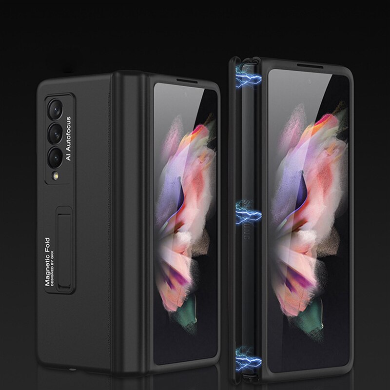 Gkk Magnetische Frame Plastic Case Voor Samsung Galaxy Z Vouw 2 3 5G Stand Alle-Inbegrepen Hard Cover voor Samsung Z Vouw 2 3 5G Case