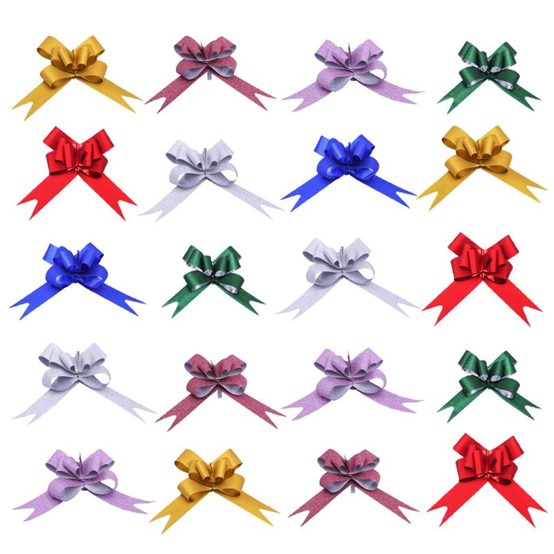 50 stk 9cm pull bowknots med snefnugmønster jul dekorative pull bowknots box pull buer bowknot bånd (rød): Blandet farve