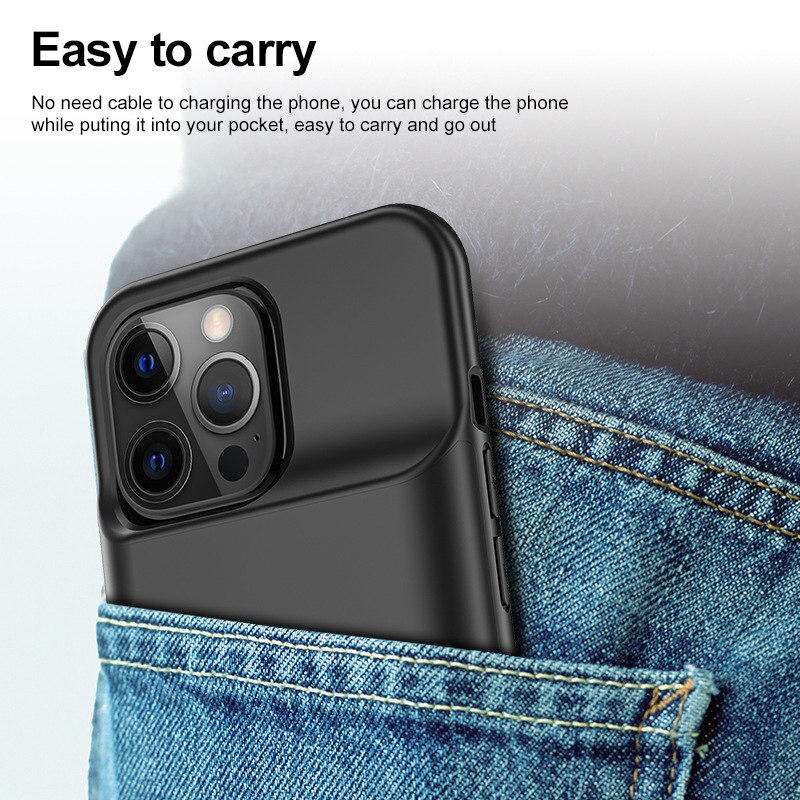 For iPhone 13 Pro Max 12 11 Pro 20000mAh External Silicone Portable Battery Power Case Band Charger Backup Cover